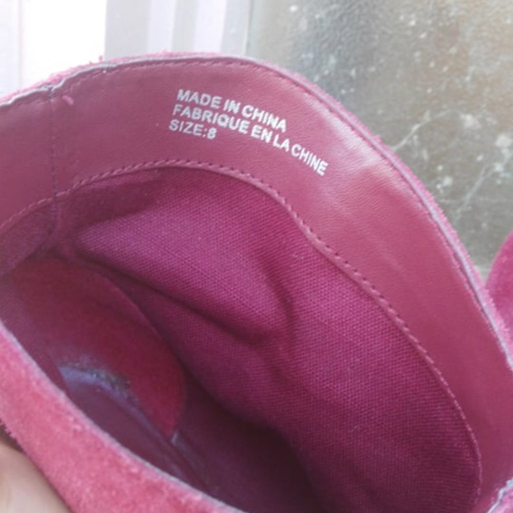 Suede Ankle Boots in Raspberry Red - Picture 6 of 8